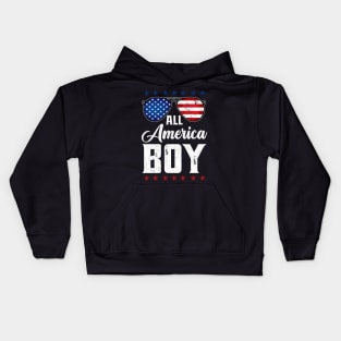All American Boys 4th Of July USA Sunglasses Family Matching Kids Hoodie